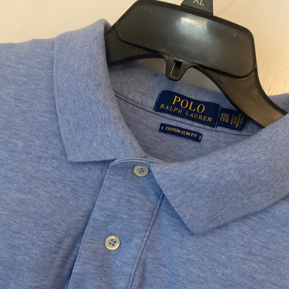Polo Ralph Lauren Mens XXL / TTG Custom Slim Fit Polo Shirt Heather Blue